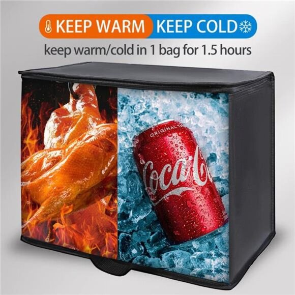 2Pack Insulated Reusable Grocery Bag with Zippered Top,X-Large Frozen Foods Cold - Picture 3 of 7